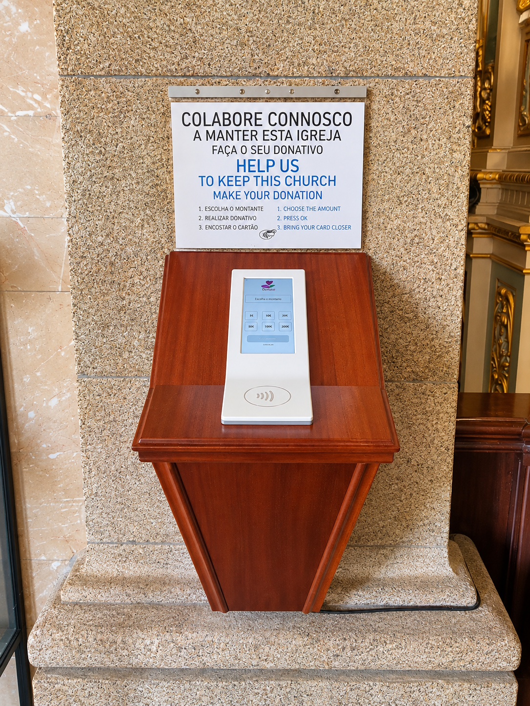 Terminal EuroDonate em Igreja Paroquial de Válega, Ovar